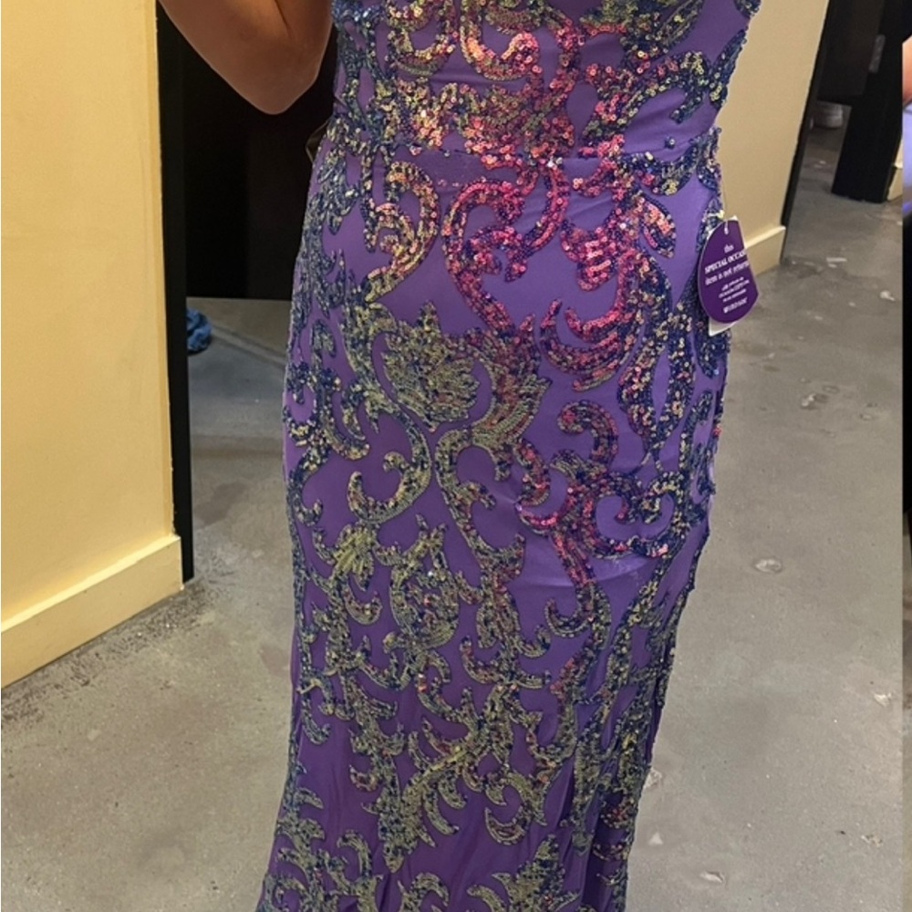 Windsor Purple and Gold Prom Dress